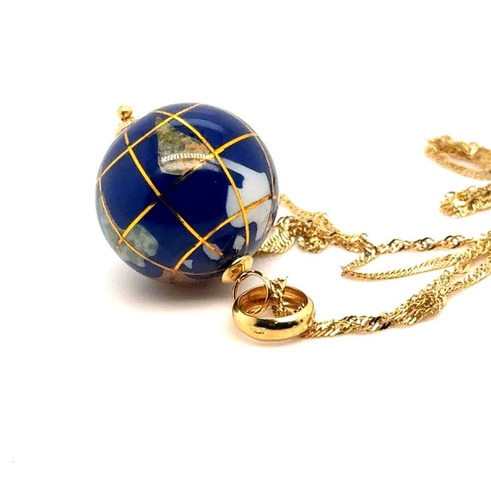 14K Gold Globe Pendant Necklace - Picture 5 of 10